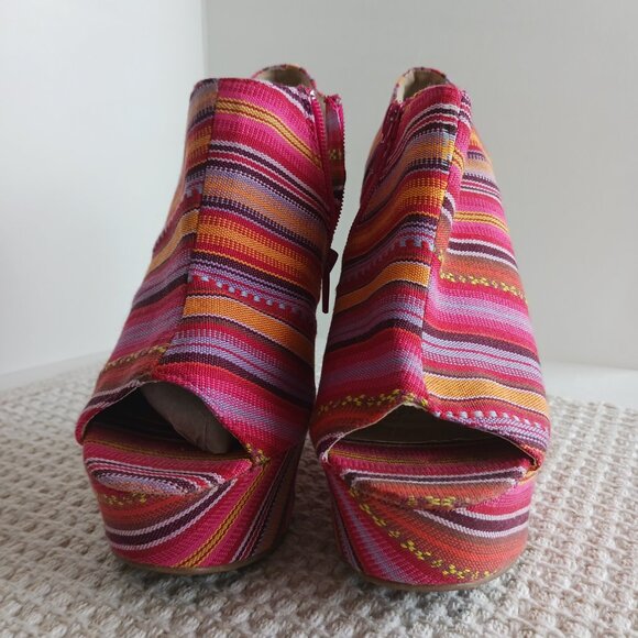 Women’s SZ 7 Summer Espadrille, Peep Toe, Platform Shoe Pink Shoe - Picture 4 of 7